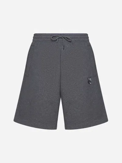 Maison Kitsuné Fox Head Patch Cotton Shorts In Dark Grey Melange