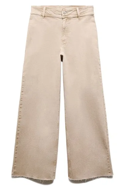 Mango High Waist Wide Leg Culotte Jeans In Sand