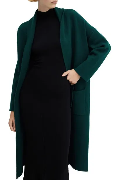 Mango Open Front Sweater Coat In Green