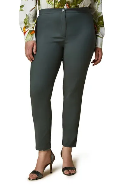 Marina Rinaldi Slim Fit Pants In Khaki