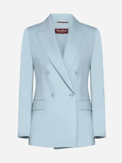 Max Mara Caucaso Wool Double-breasted Blazer In Aquamarine