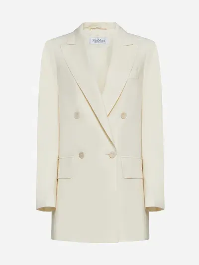 Max Mara Elegia Double-breasted Wool Blazer In Vanilla