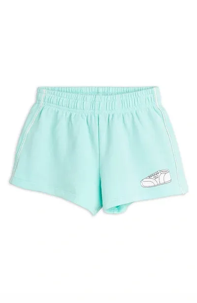 Mini Rodini Kids' Logo-printed Organic Cotton Shorts In Green