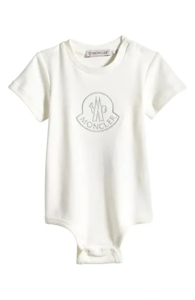 Moncler Kids' Tutina Embroidered Cotton Bodysuit In White