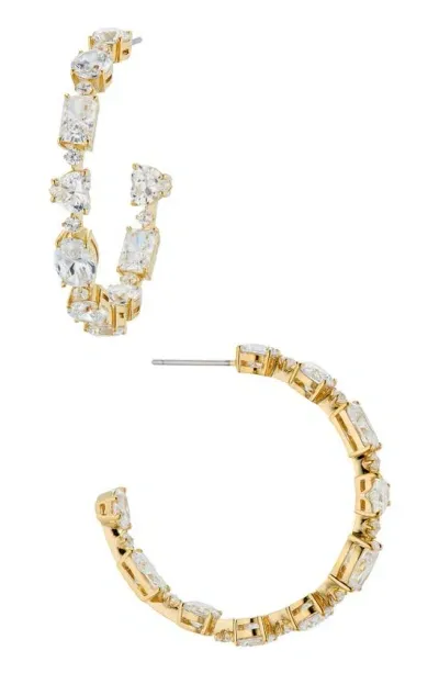 Nadri Cora Cubic Zirconia Inside Out Hoop Earrings In Gold