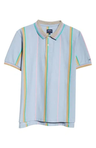 Noah Season One Stripe Cotton Polo In Blue/tan/green/pink Stripe