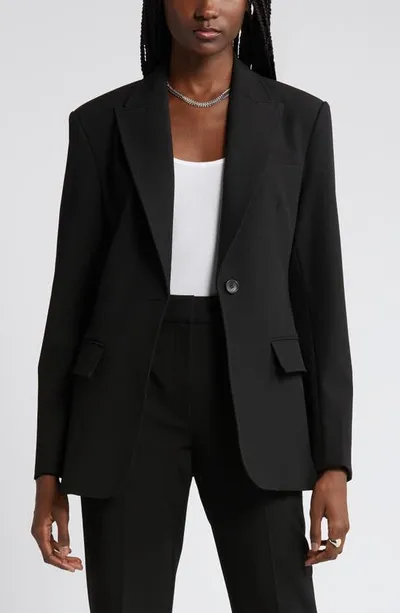 Nordstrom Novelty One-button Blazer In Black