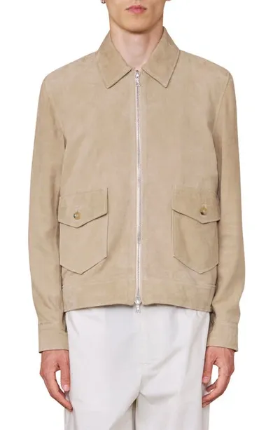 Officine Generale Victor Suede Jacket In Beige