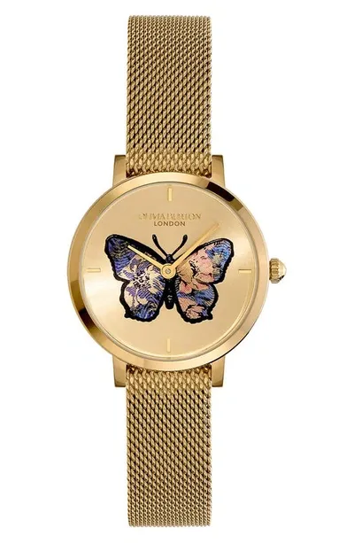 Olivia Burton Signature Butterfly Mesh Strap Watch, 28mm In Gold