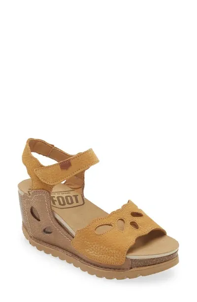 On Foot 320 Dayton Wedge Sandal In Mustard