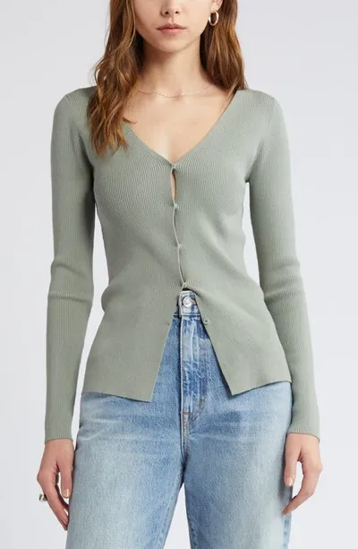 Open Edit Luxe Sculpt Cardigan In Green Halo