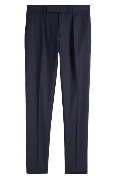 Paul Smith Pinstripe Wool Pants In Dark Navy