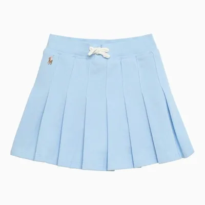 Polo Ralph Lauren Kids' Light Blue Cotton Pleated Miniskirt