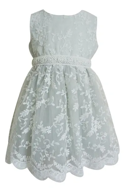 Popatu Kids' Embroidered Mesh Overlay Party Dress In Grey