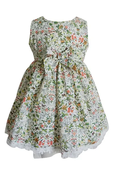 Popatu Kids' Floral Party Dress In Cream Multi