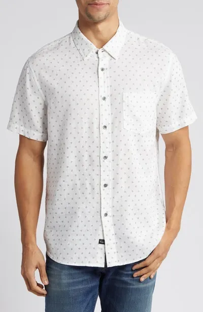 Rails Carson Short Sleeve Linen Blend Button-up Shirt In Autumn Calico White