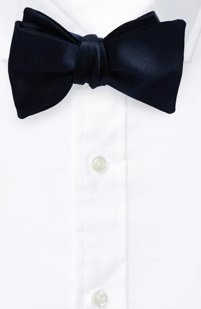 Ralph Lauren Purple Label Silk Bow Tie In Dark Navy