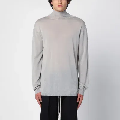 Rick Owens Pearl Grey Turtleneck Sweater In Wool In Beige