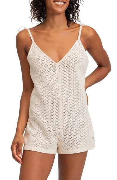 Roxy Ocean Riders Knit Cover-up Romper In Tapioca