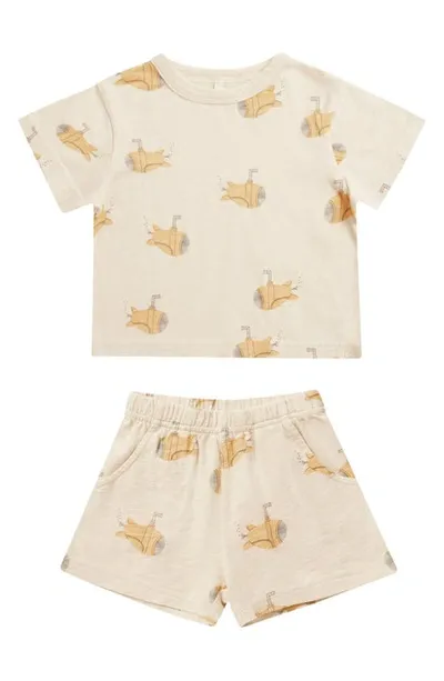 Rylee + Cru Babies'  Submarine Print Cotton T-shirt & Shorts Set In Natural