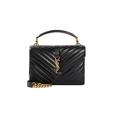 Saint Laurent Logo Plaque Foldover Top Tote Bag In Black