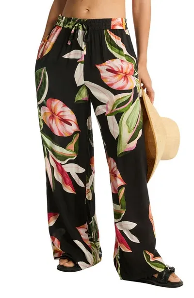 Sea Level Sundown Cover-up Palazzo Pants In Black