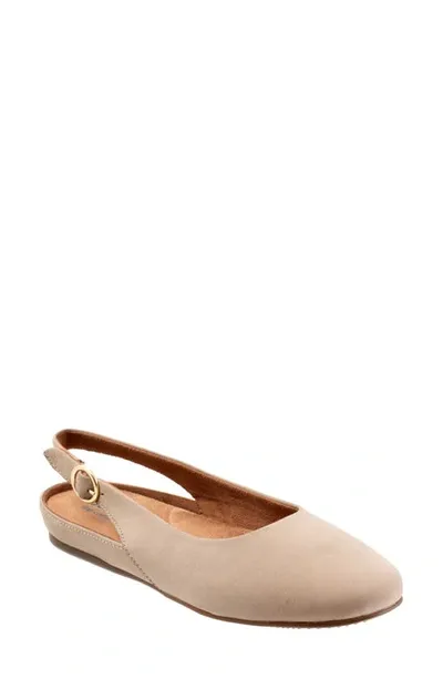 Softwalk Sandy Slingback Flat Sandal In Stone Nubuck