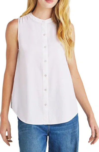 Splendid Warren Sleeveless Stretch Cotton Button-up Shirt In White