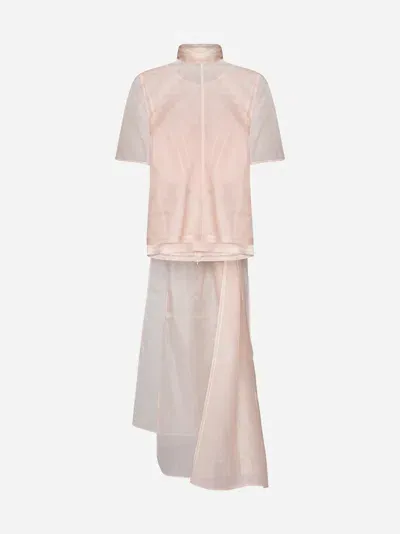 Sportmax Cesare Double Layer Silk Top In Blush