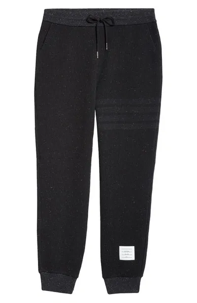 Thom Browne Logo-appliquéd Ribbed Cotton And Silk-blend Sweatpants In Black