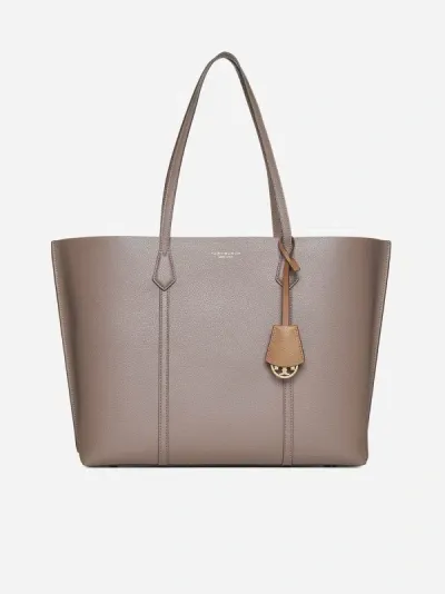 Tory Burch Perry Leather Tote Bag In Clam Shell