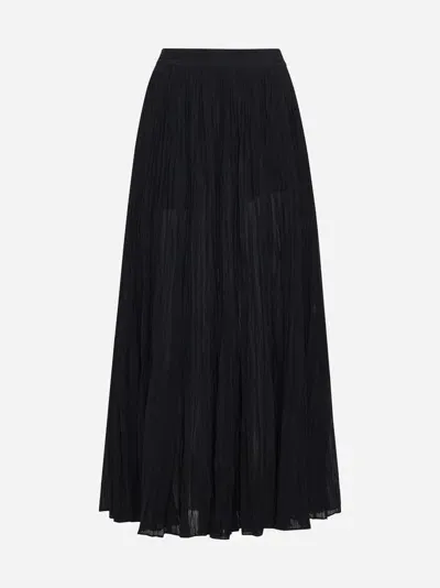 Totême Cotton-blend Pleated Long Skirt In Black