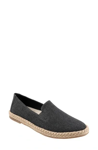 Trotters Poppy Espadrille Flat In Black Text