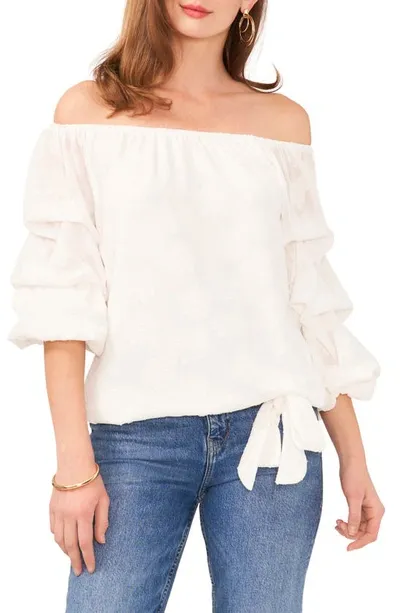 Vince Camuto Fleur Clip Jacquard Off The Shoulder Top In New Ivory