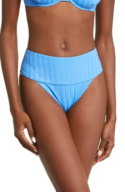 Vitamin A Emmi High Waist Rib Bikini Bottoms In Dream Blue