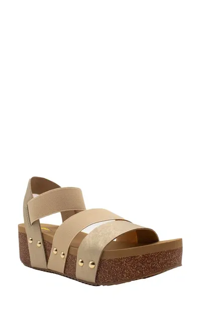 Volatile Picnic Water Resistant Platform Sandal In Gold