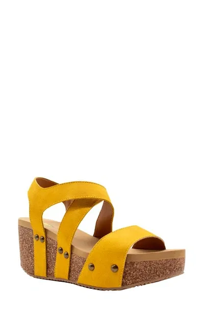 Volatile Sunkissed Water Resistant Wedge Platform Sandal In Mustard