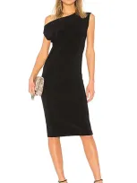 Norma Kamali Short-sleeve Drop-shoulder Midi Dress In Black