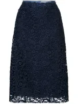 Miu Miu Floral Crochet Skirt In Blue