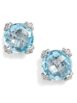 Anzie Cluster Topaz Stud Earrings In Blue Topaz