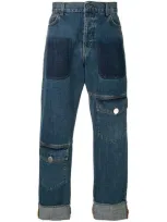 Jw Anderson Mid Blue Shaded Pocket Detail Denim Trousers