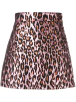 Miu Miu Leopard Brocade Mini Skirt In Pink