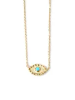 Anzie Turquoise Dew Drop Evil Eye Necklace | Yellow Gold In Gold Turquoise