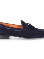 Santoni Carlos Tasselled Suede Loafers In Blue