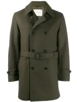 Mackintosh Dark Olive Wool Short Trench Coat Gm-005f In Green