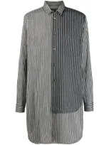 Comme Des Garçons Homme Deux Striped Print Panelled Shirt In Black