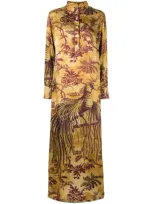 F.r.s For Restless Sleepers Long Botanical Print Shirt Dress In Yellow