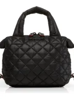 Mz Wallace Micro Sutton Quilted Tote Bag In Black Lacquer/gold