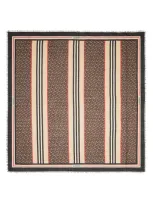 Burberry Large Tb Monogram Stripe Wool & Silk Gauze Scarf In Dark Mocha 4