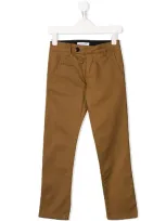 Paolo Pecora Kids' Straight-leg Chino Trousers In Brown